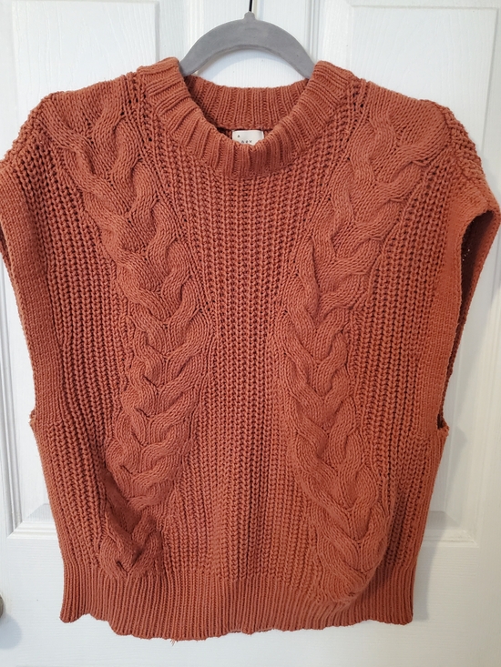 a new day Sweaters - A New Day Cable Knit Sleeveless Sweater Vest in Rust